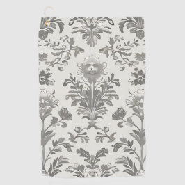 Viktorianischer Damast Blumenmuster Weiß Vintage Golfhandtuch