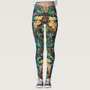 Viktorianischer Damast Mitternacht Leggings