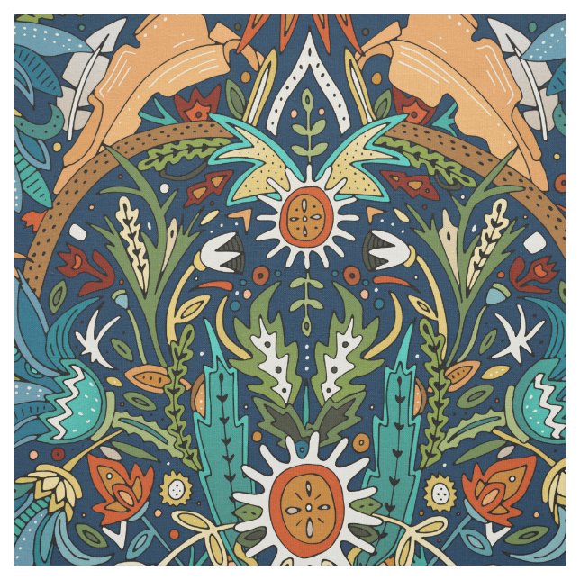 Viktorianischer Damast Mitternacht Stoff (Muster)