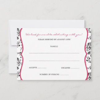 Viktorianischer Damast (Schwarz & Fuchsia) RSVP-Ka RSVP Karte