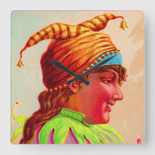 Viktorianischer Damenjester Quadratische Wanduhr