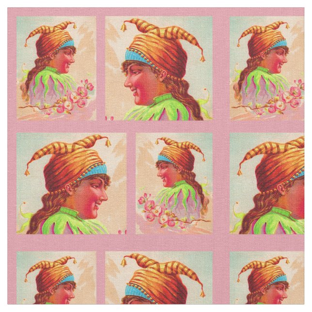 Viktorianischer Damenjesterprint Stoff (Nahaufnahme)