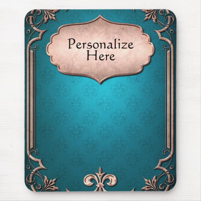 Viktorianischer, edler Bronzestall aus blauem Dama Mousepad (Vorne)