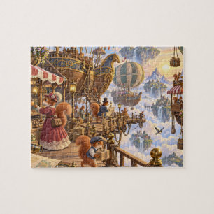 Viktorianischer Eichhörnchen-Luftschiff-Markt in d Puzzle