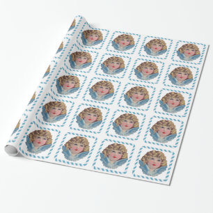 Viktorianischer Engel Blau Geschenkpapier