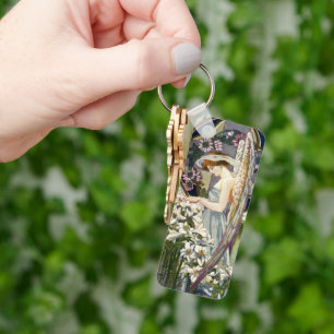 Viktorianischer Engel und Vintage Osterlilie Blume Schlüsselanhänger