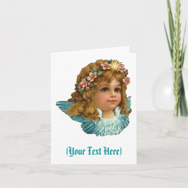 Viktorianischer Engel Vintages Blumenostern Feiertagskarte (Vorderseite)