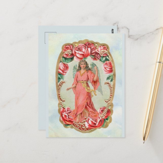 Viktorianischer Engel von Weihnachten Gerahmt von  Postkarte (Vorderseite/Rückseite Beispiel)