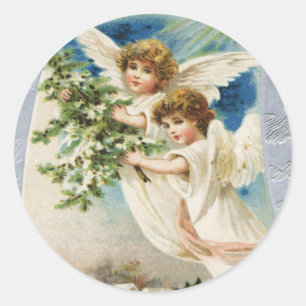 Viktorianischer Engel Weihnachtssticker Runder Aufkleber