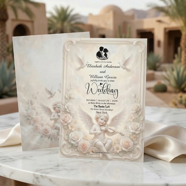 Viktorianischer Engelcherub und ätherische Tauben  Einladung (Von Creator hochgeladen)