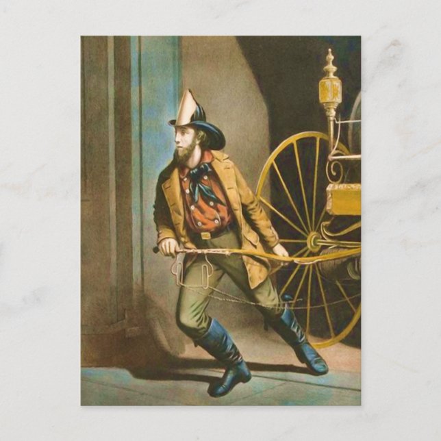 Viktorianischer Feuerwehrmann 2 "The American Fire Postkarte (Vorderseite)
