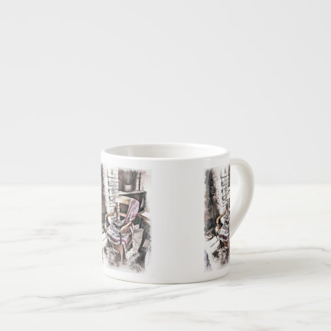 VIKTORIANISCHER FIRESIDE-VORSITZ ESPRESSOTASSE (Vorderseite Rechts)