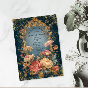 Viktorianischer floraler goldener Rahmen elegante Einladung