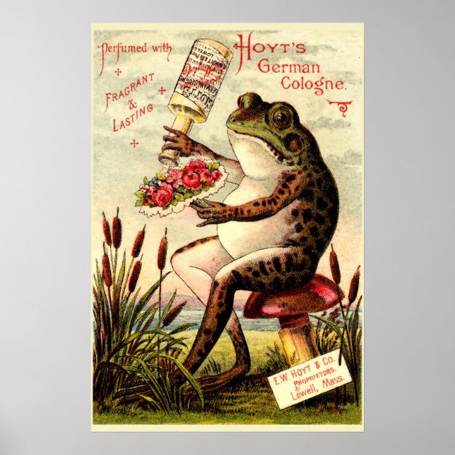 Viktorianischer Frosch auf Toadstool Parfüm Ad Poster (Vorne)