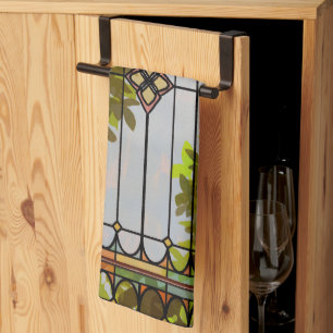 Viktorianischer Garten Buntglasfenstervorhang Geschirrtuch