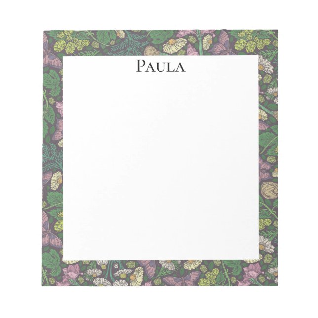 Viktorianischer Garten mit Lila Schmetterlingen Notizblock (Vorderseite)