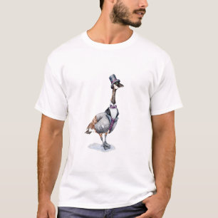 Viktorianischer Gentleman-Gans in einem Zylinder T-Shirt