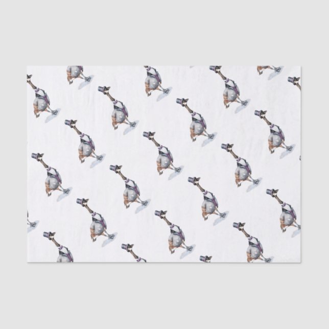 Viktorianischer Gentleman Goose in einem Top Hat Seidenpapier (Vorderseite)