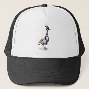 Viktorianischer Gentleman Goose in einem Top Hat Truckerkappe