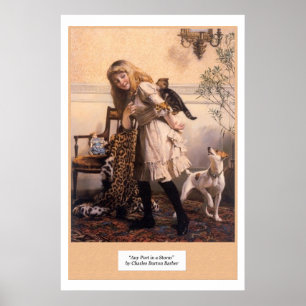 Viktorianischer Girl Kittens Dog "Any port in a St Poster