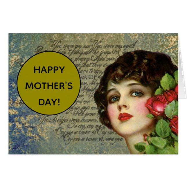 Viktorianischer Glamour Girl mit Rote Rose (Vorderseite (Horizontal))