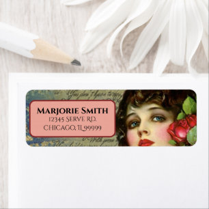 Viktorianischer Glamour Girl mit Rote Rose Rücksen