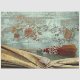 Viktorianischer Glamour Gold Vorhang Roter Quaste Seidenpapier