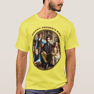 Viktorianischer glücklicher Vatertag-Mann mit Kind T-Shirt