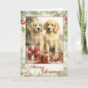 Viktorianischer Golden Retriever Welpe Weihnachten