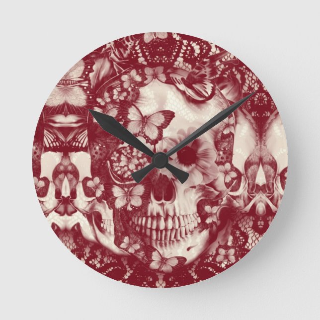 Viktorianischer Gothic-Spitzenmöwe Runde Wanduhr (Vorderseite)