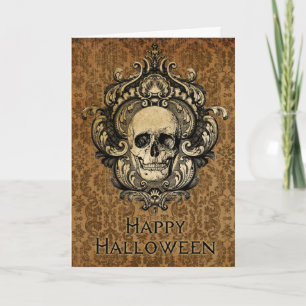 Viktorianischer Gothic-Totenkopf-Damaskus Hallowee Karte