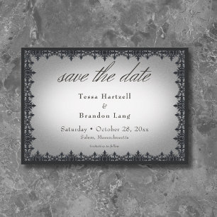 Viktorianischer gotischer Eisenrand Weiße Hochzeit Save The Date