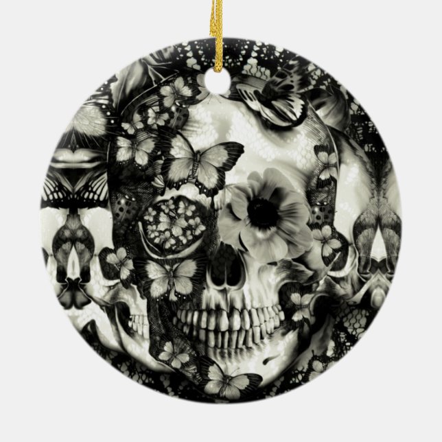 Viktorianischer gotischer Spitzeschädel Keramikornament (Hinten)