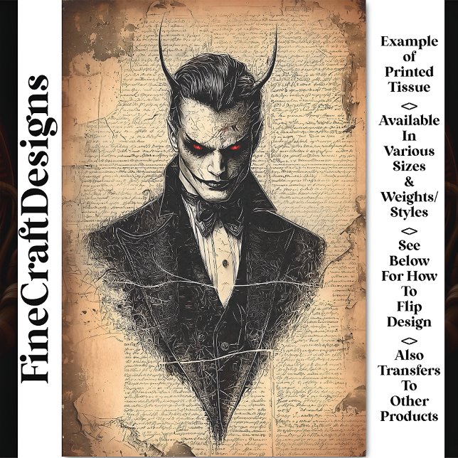 Viktorianischer gotischer Teufel mit roten Augen B Seidenpapier (Von Creator hochgeladen)