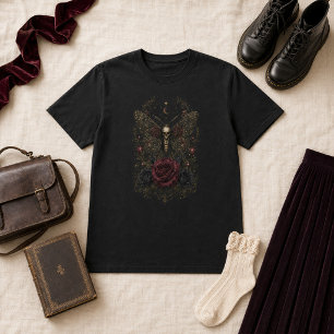 Viktorianischer gotischer Totenkopf-Schmetterling T-Shirt