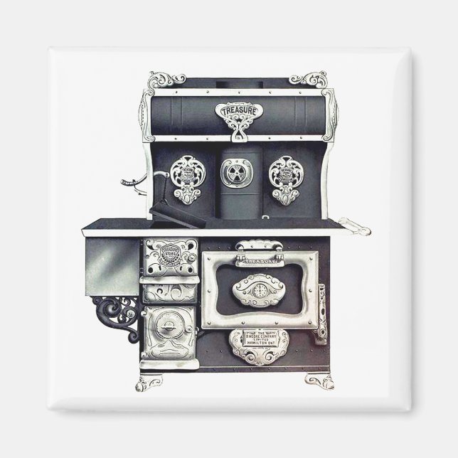 Viktorianischer Gusseisenofen, schwarz und silber Magnet (Vorne)