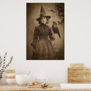 Viktorianischer Hexen-Sepia-Portraitstil 5 Poster