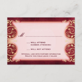 Viktorianischer Jugendstil: Red & Gold UAWG RSVP Karte