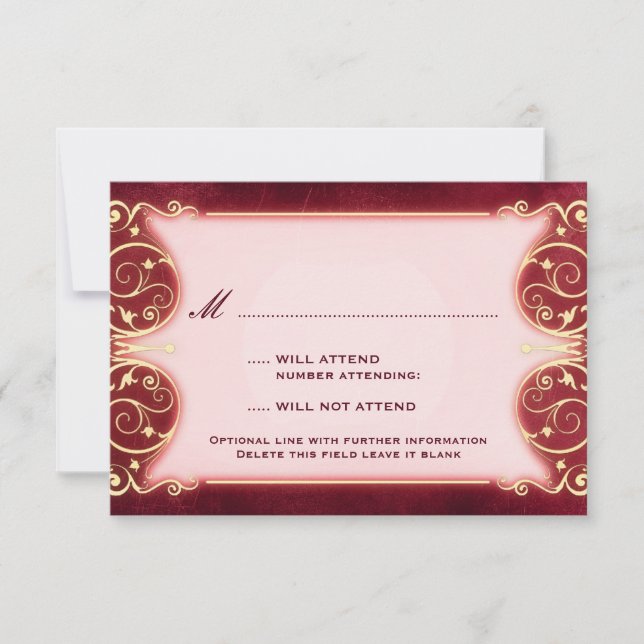 Viktorianischer Jugendstil: Red & Gold UAWG RSVP Karte (Vorderseite)