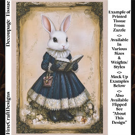 Viktorianischer Kaninchen mit Buch ER7R Decoupage Seidenpapier