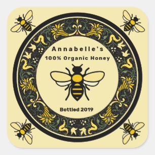 Viktorianischer Karren-Honig-Platz Quadratischer Aufkleber