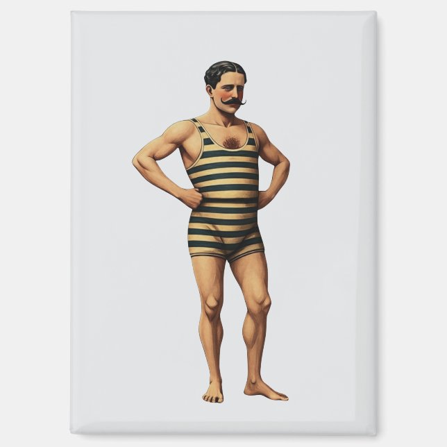 Viktorianischer Kraftmensch-Schwimmer gestreiftes  Magnet (Vorderseite)