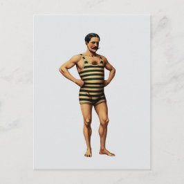 Viktorianischer Kraftmensch Schwimmer gestreiftes Postkarte