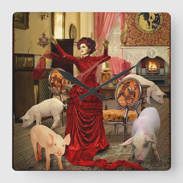 Viktorianischer Kreis Quadratische Wanduhr (Vorderseite)