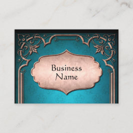 Viktorianischer Kupfertrimmung aus blauem Damast e Visitenkarte