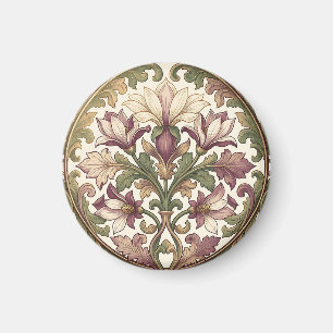 Viktorianischer lila Creme-Ornament-Blumenmuster Magnet