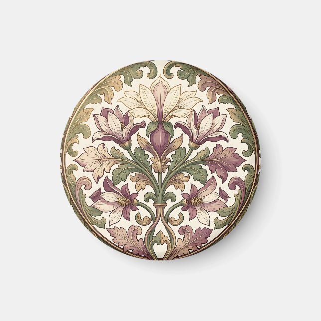Viktorianischer lila Creme-Ornament-Blumenmuster  Magnet (Vorne)
