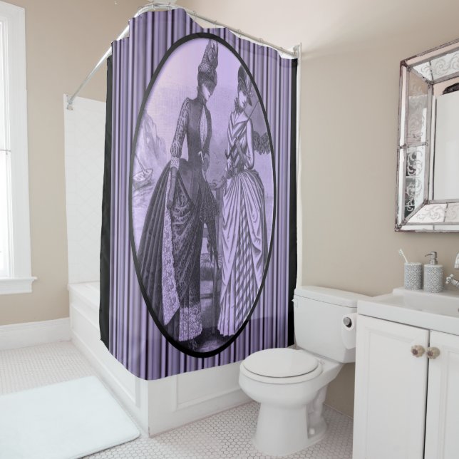 Viktorianischer lila Stripe Dame Duschvorhang (Beispiel)