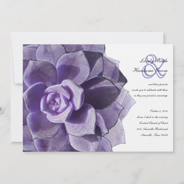 Viktorianischer Lilac-Lagen-Sukkulent-Hochzeitsemp Einladung (Vorderseite)