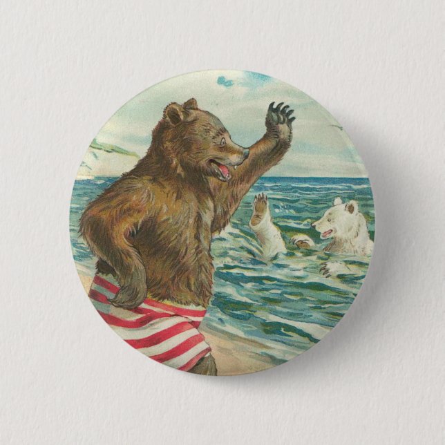 Viktorianischer lustiger Bärn-Knopf Button (Vorderseite)